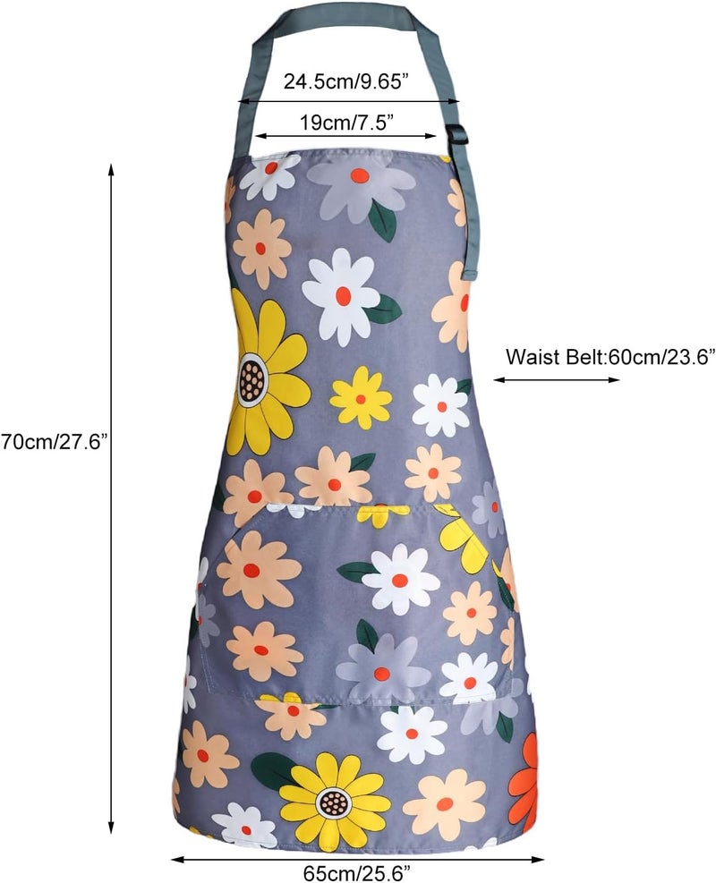 IHFAIO Apron for Women with Pockets, Adjustable Waterproof Floral Chef Aprons for Kitchen, Gardening, Cooking, BBQ or Baking - Image 3